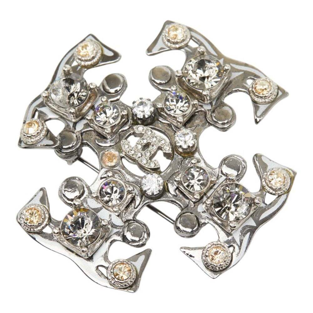 CHANEL Silver Logo Brooch - Picture 1 of 3